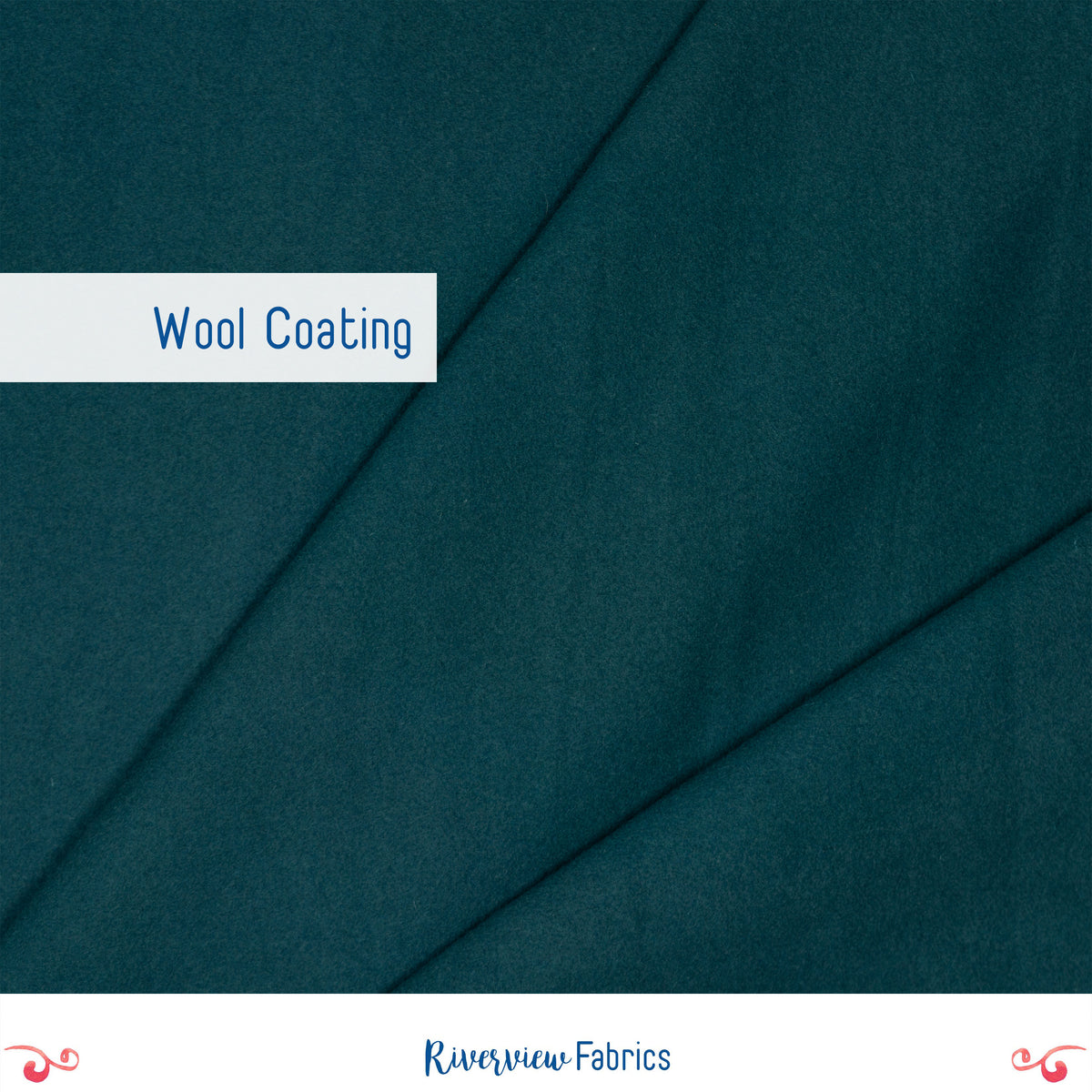 Wool Coating Fabric By the Half Yard, Teal