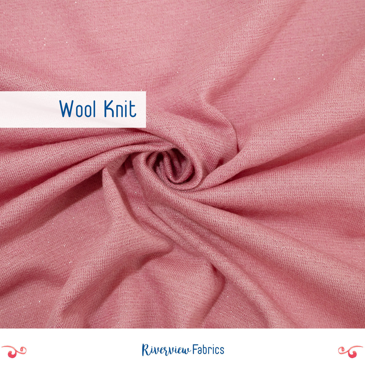 Wool Knit Fabric By the Half Yard, Pink and Metallic