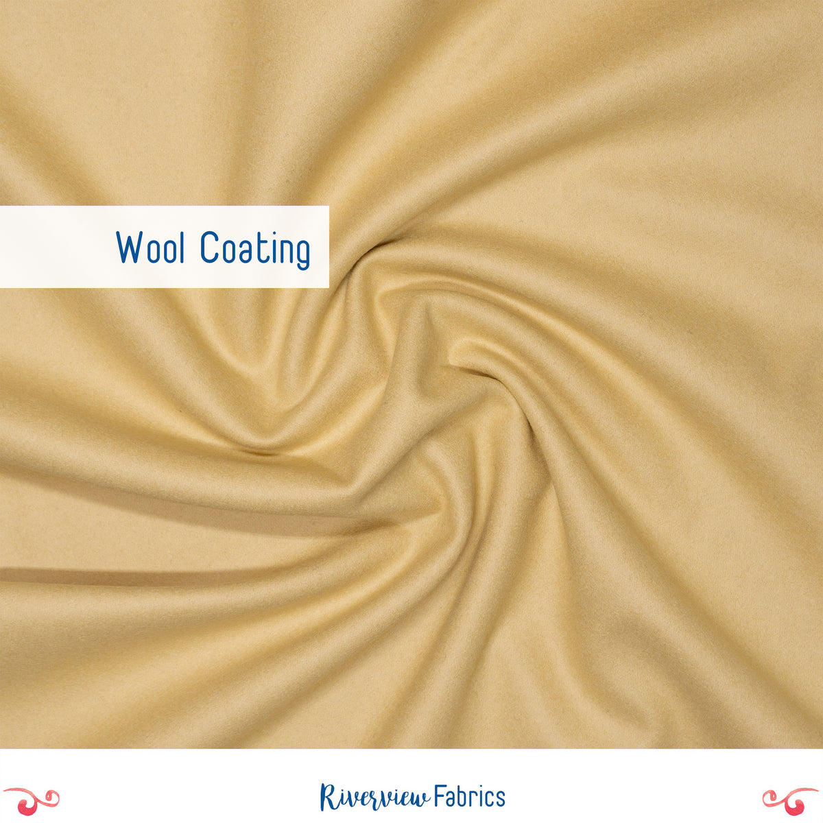 Wool Blend Coating Fabric By the Half Yard, Beige