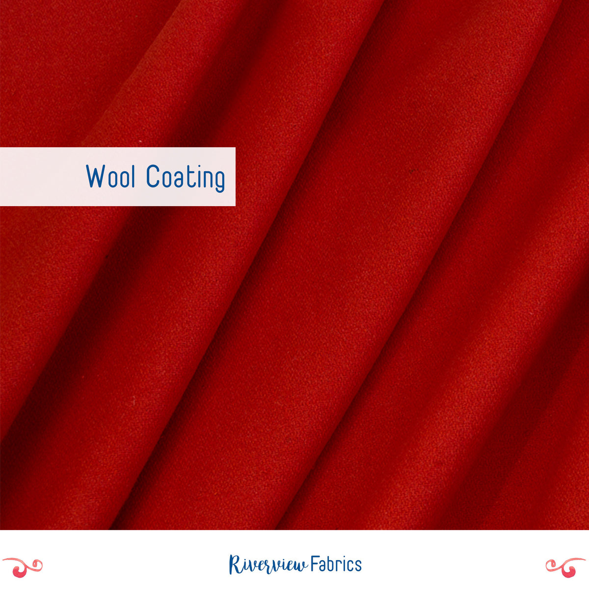 Wool Melton Coating Fabric By the Half Yard, Red