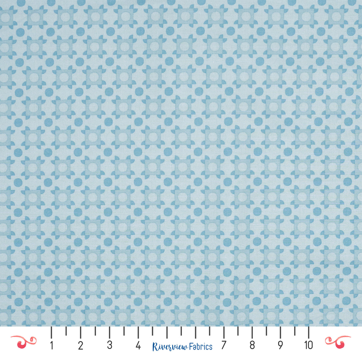 Geometric Patchwork Fabric By the Half Yard - Blue