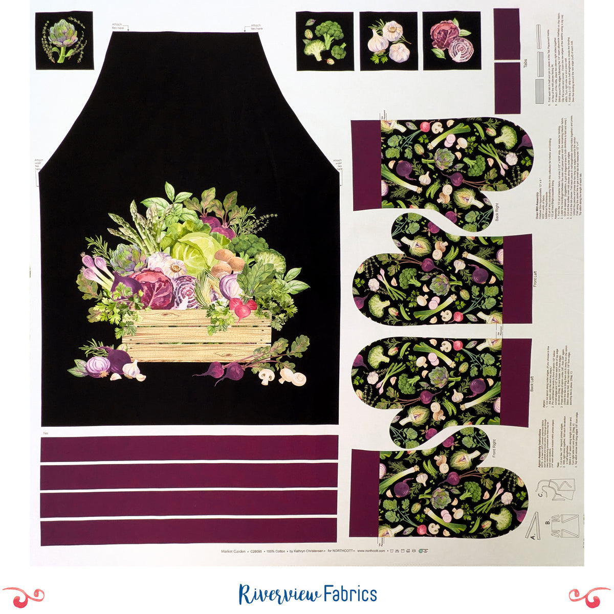 Market Garden Apron and Oven Mitts Panel