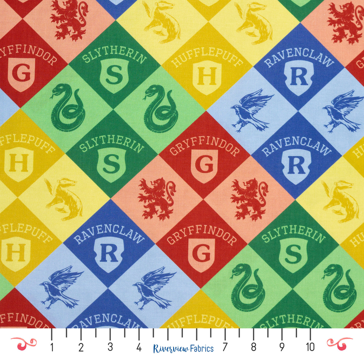Harry Potter Houses Fabric by the Half Yard