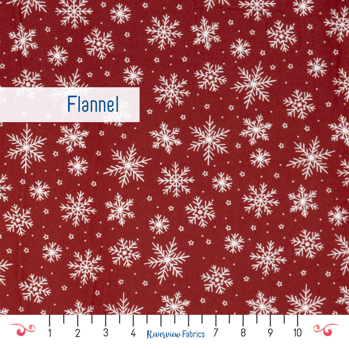 Snowflake Flannel By the Half Yard, Red