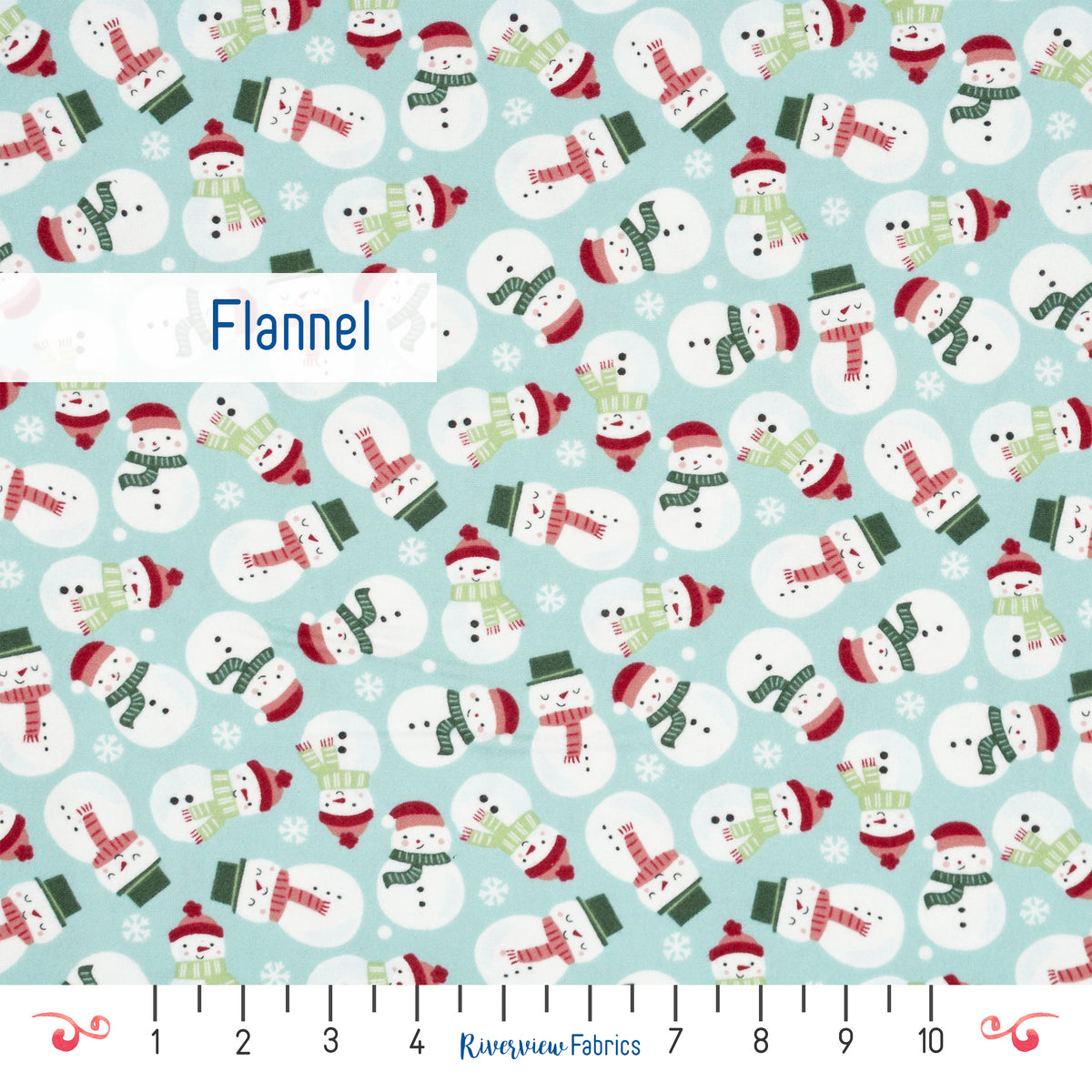 Snowman Flannel By the Half Yard, Blue