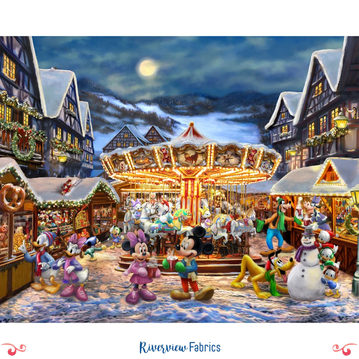 Disney Christmas Market Quilting Cotton Fabric Panel