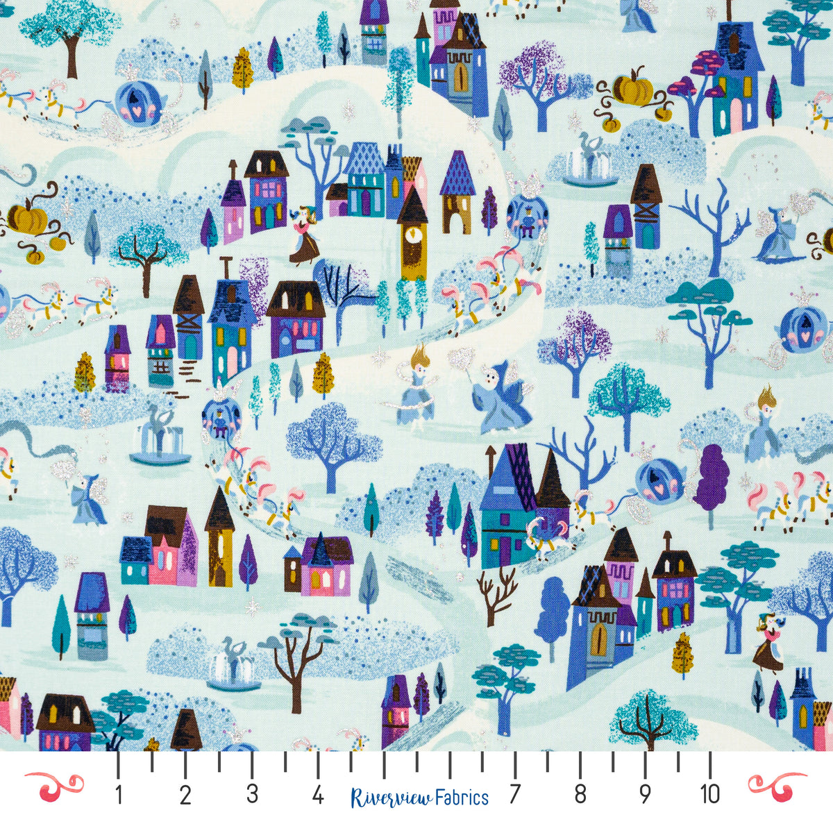 Cinderella Story Fabric by the Half Yard - Light Blue