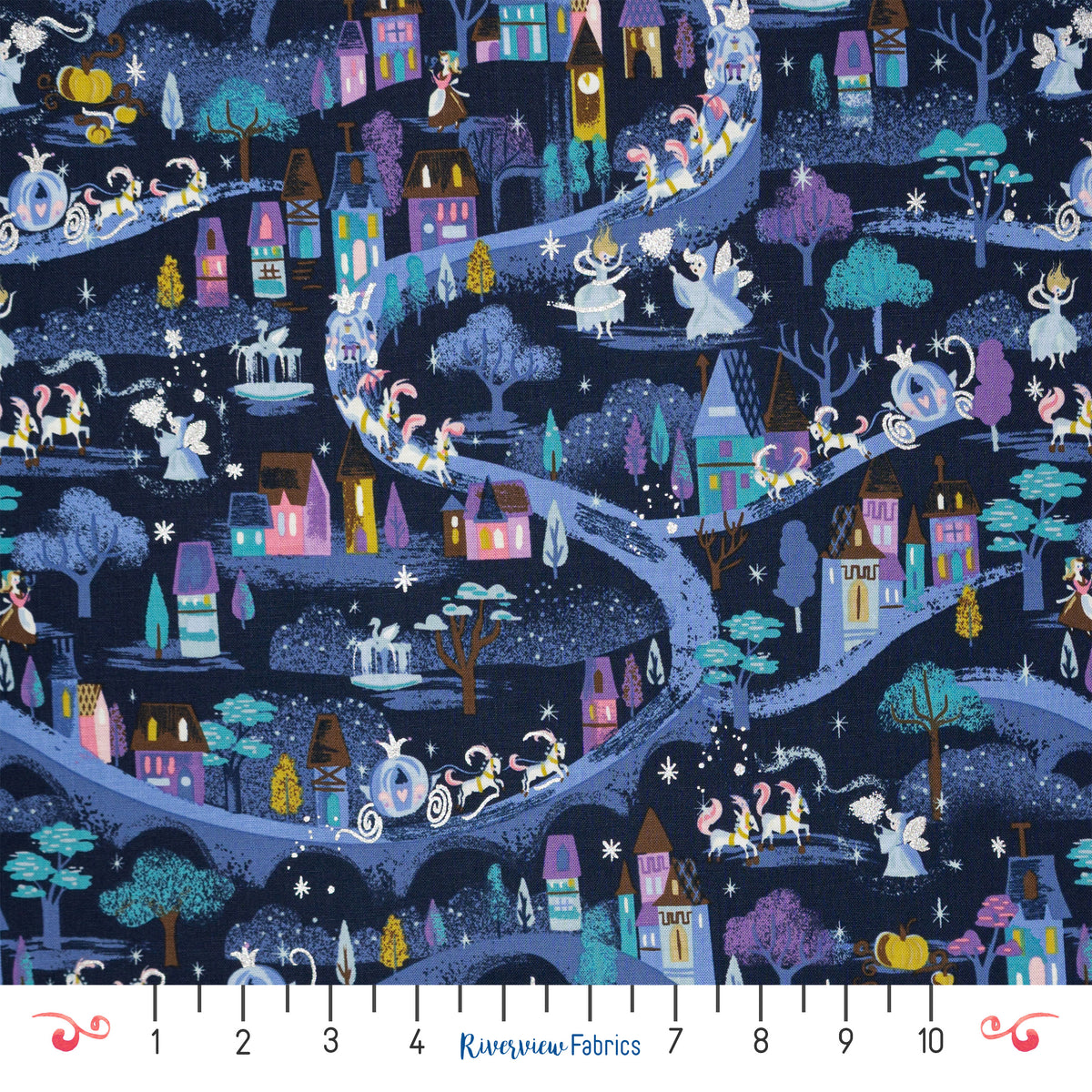 Cinderella Story Fabric by the Half Yard - Navy Blue
