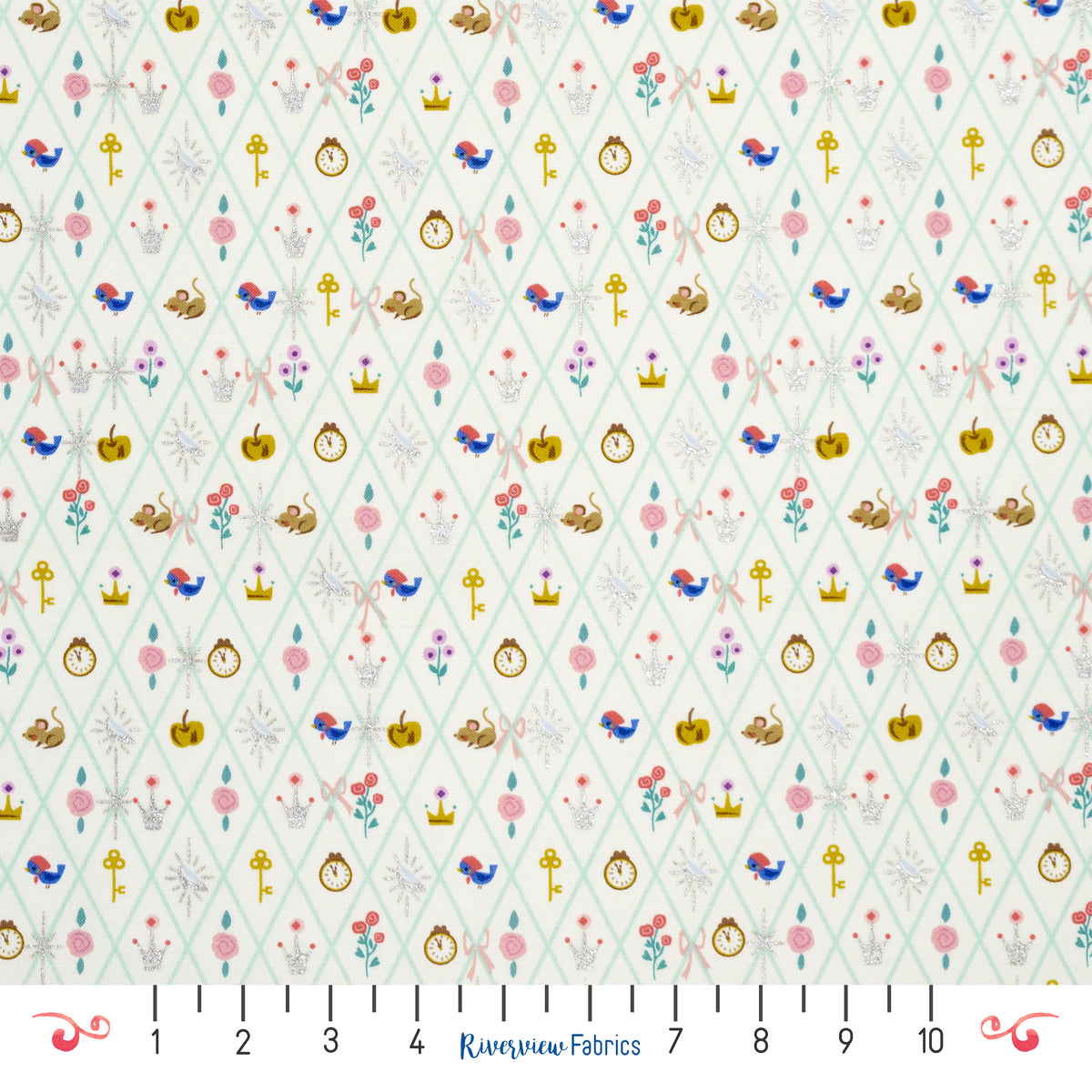Cinderella Icons Fabric by the Half Yard - Cream