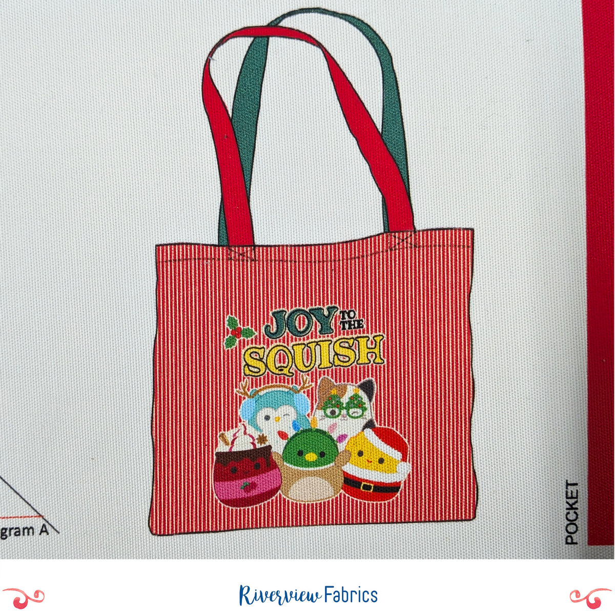 Squishmallows Christmas Tote Bag Canvas Fabric Panel