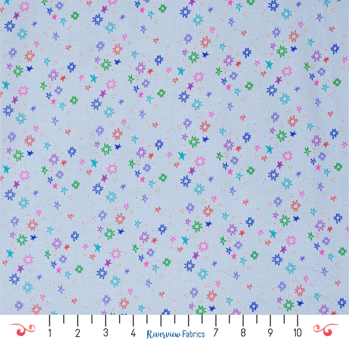 Quilty Stars Fabric By the Yard, Slate Blue/Multi