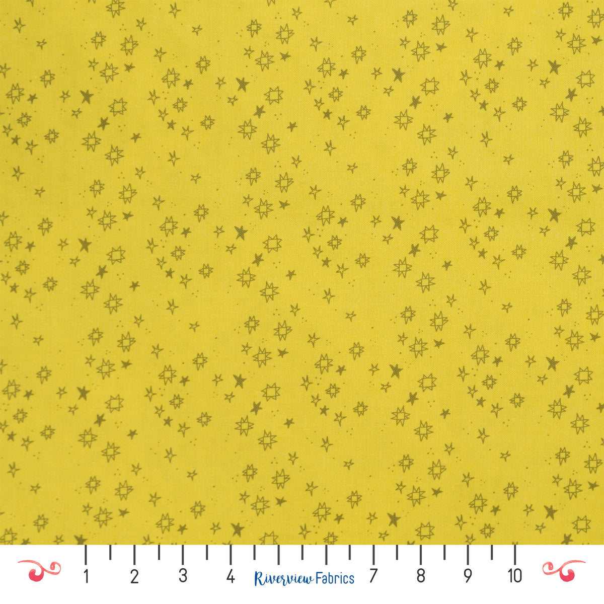 Quilty Stars Fabric By the Yard, Yellow/Gray