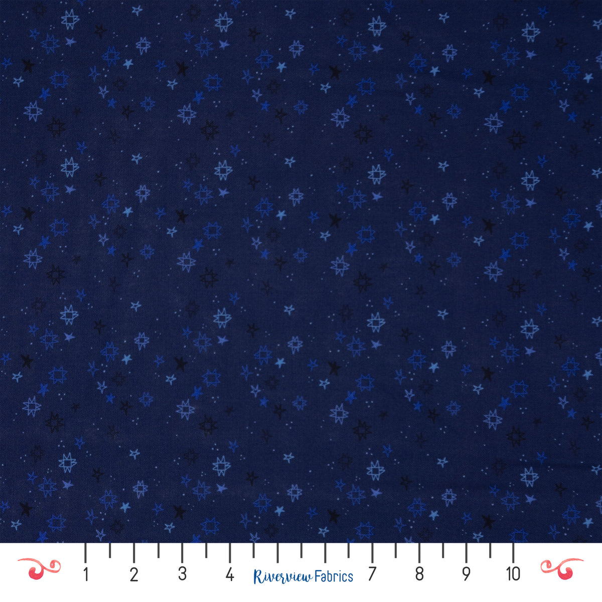 Quilty Stars Fabric By the Yard, Navy Blue