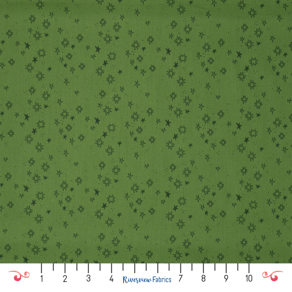 Quilty Stars Fabric By the Yard, Green