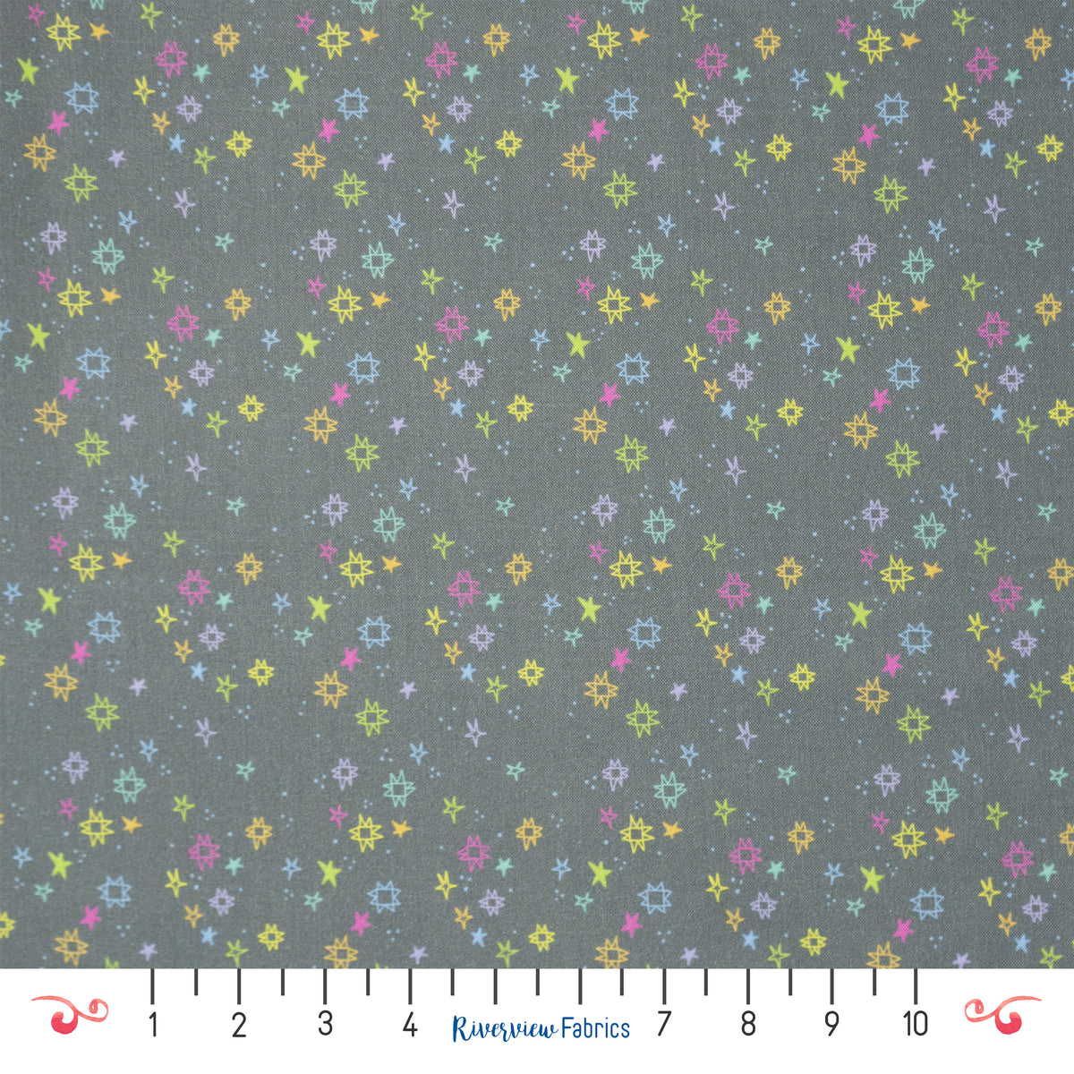 Quilty Stars Fabric By the Yard, Gray/Multi