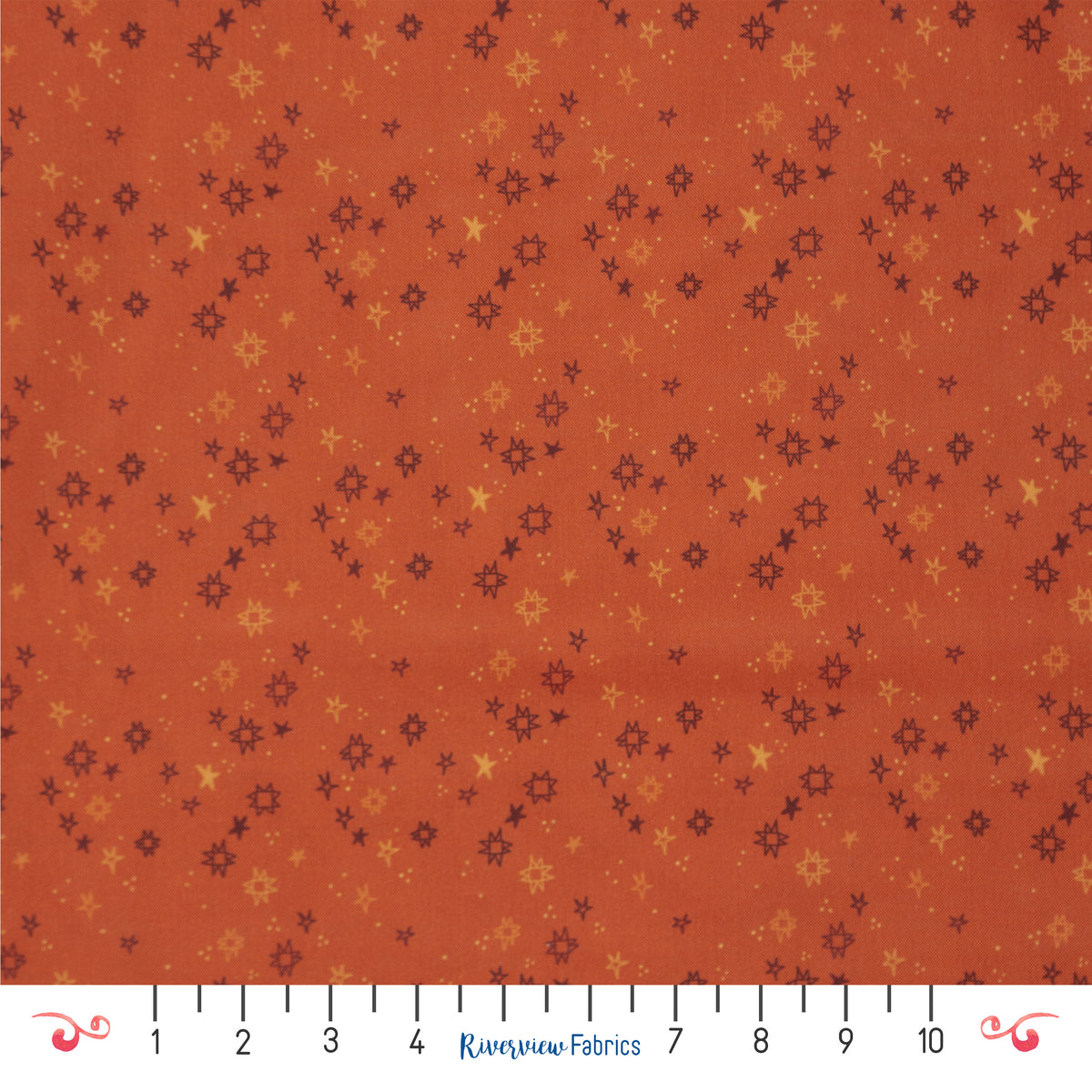 Quilty Stars Fabric By the Yard, Red-Orange