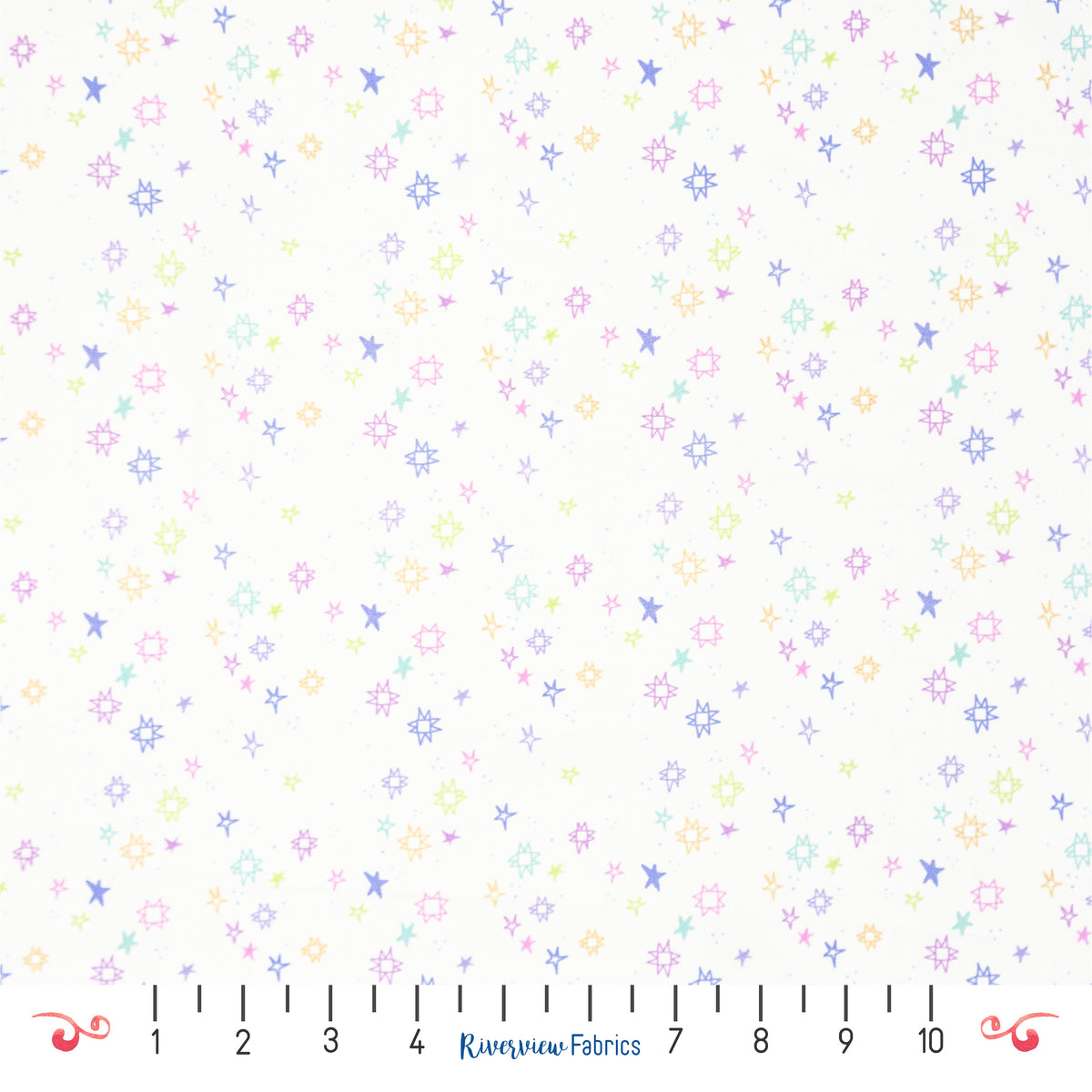 Quilty Stars Fabric By the Yard, White/Multi