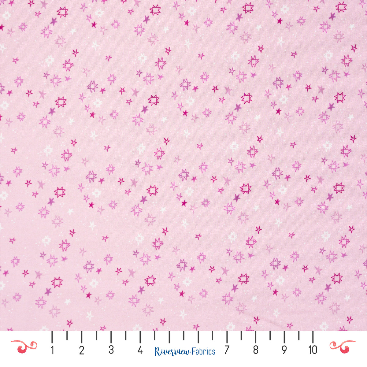 Quilty Stars Fabric By the Yard, Light Pink