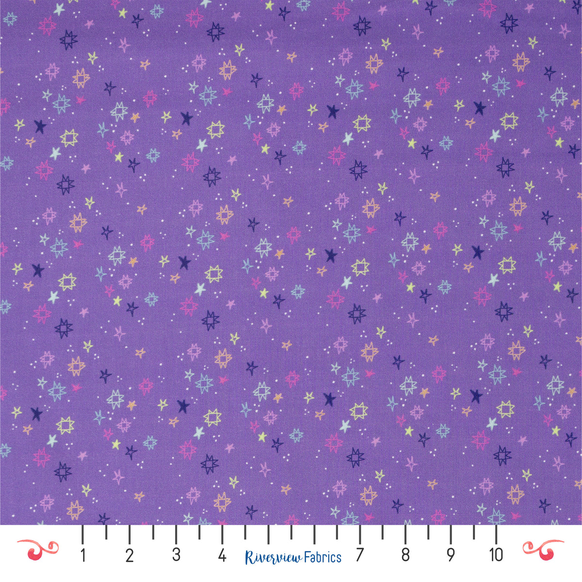 Quilty Stars Fabric By the Yard, Purple/Multi