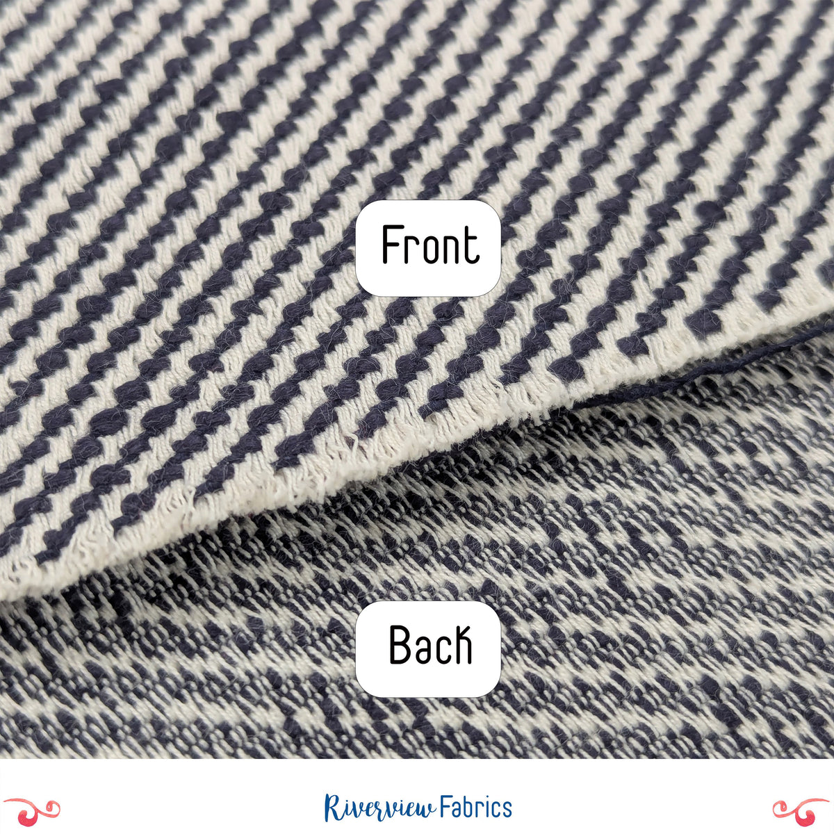 Italian Designer Wool Navy Pinstripe Atelier Weave Fabric by the Half Yard