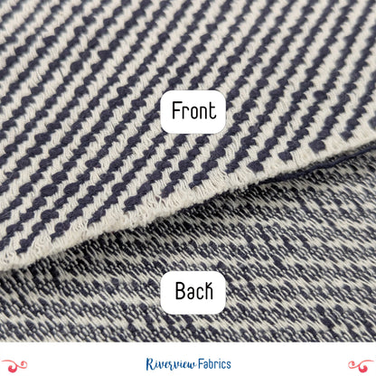 Italian Designer Wool Navy Pinstripe Atelier Weave Fabric by the Half Yard
