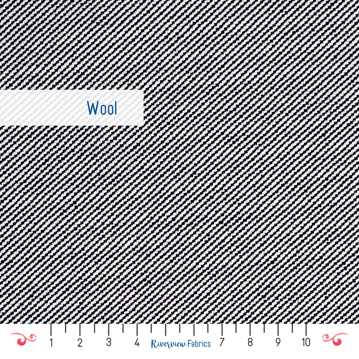 Italian Designer Wool Navy Pinstripe Atelier Weave Fabric by the Half Yard