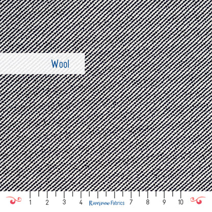 Italian Designer Wool Navy Pinstripe Atelier Weave Fabric by the Half Yard