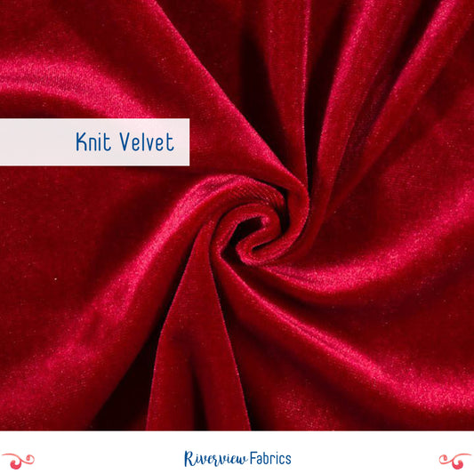 Stretch Velvet Fabric by the Half Yard - Red