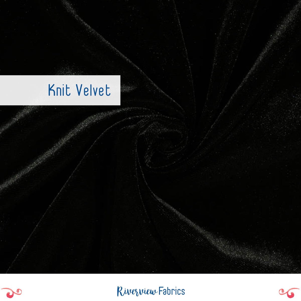 Stretch Velvet Fabric by the Half Yard - Black