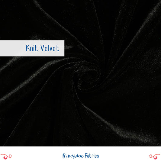 Stretch Velvet Fabric by the Half Yard - Black