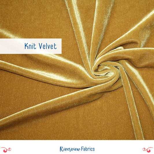 Stretch Velvet Fabric by the Half Yard - Gold