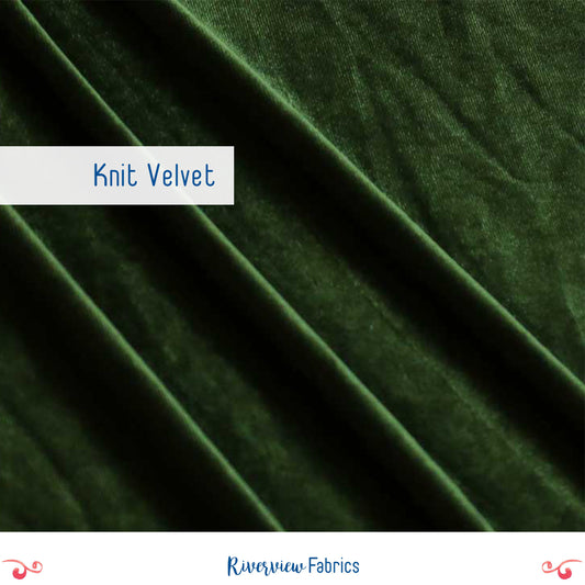 Stretch Velvet Fabric by the Half Yard - Olive Green