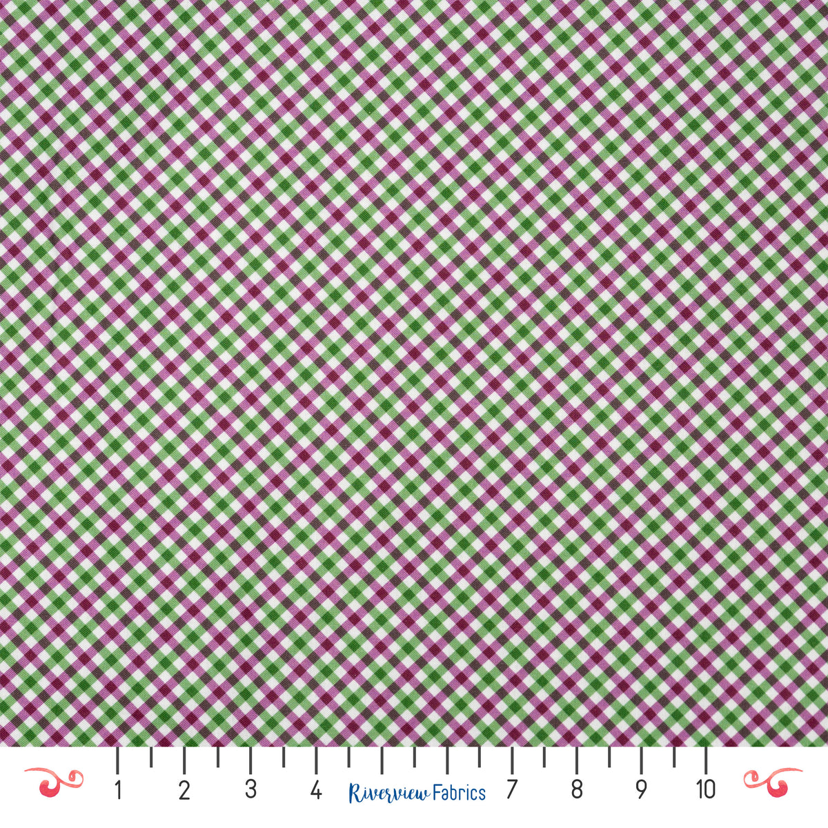 Bias Plaid Fabric by the Half Yard - Green/Purple