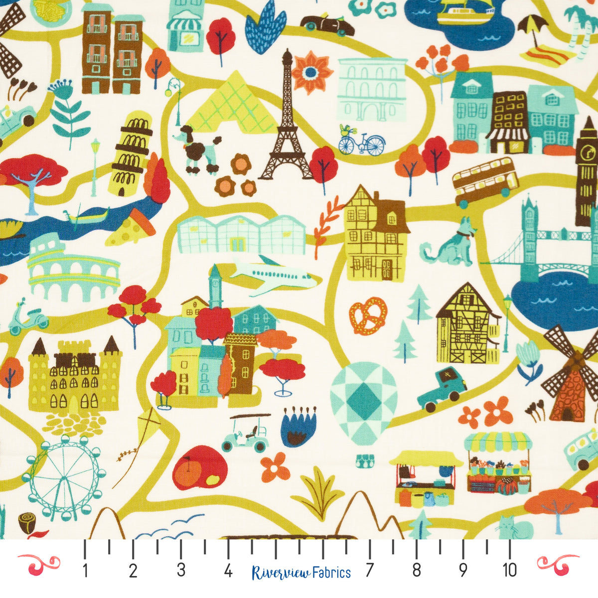 Travel Fabric By the Half Yard - Cream