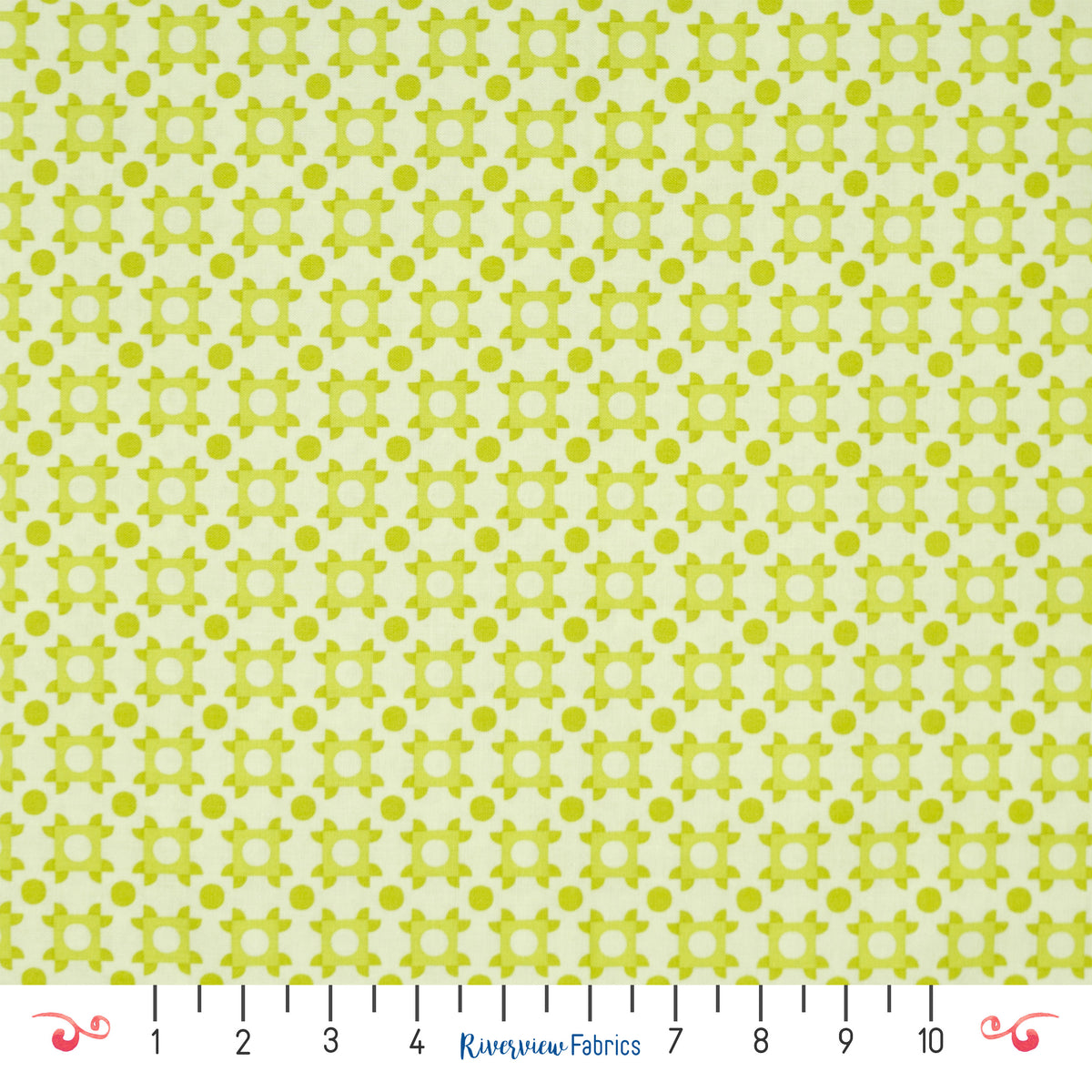 Geometric Patchwork Fabric By the Half Yard - Green/Yellow