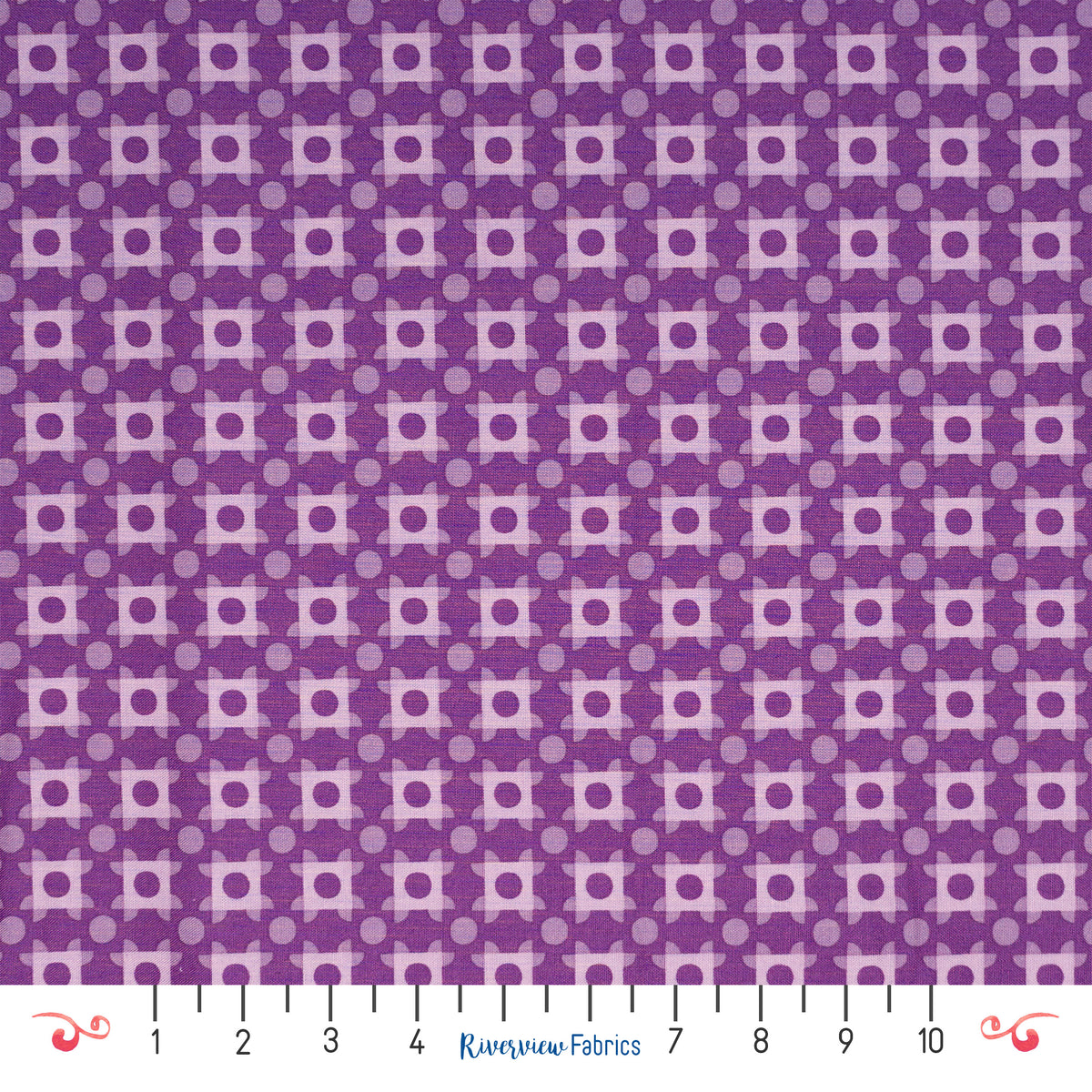 Geometric Patchwork Fabric By the Half Yard - Purple
