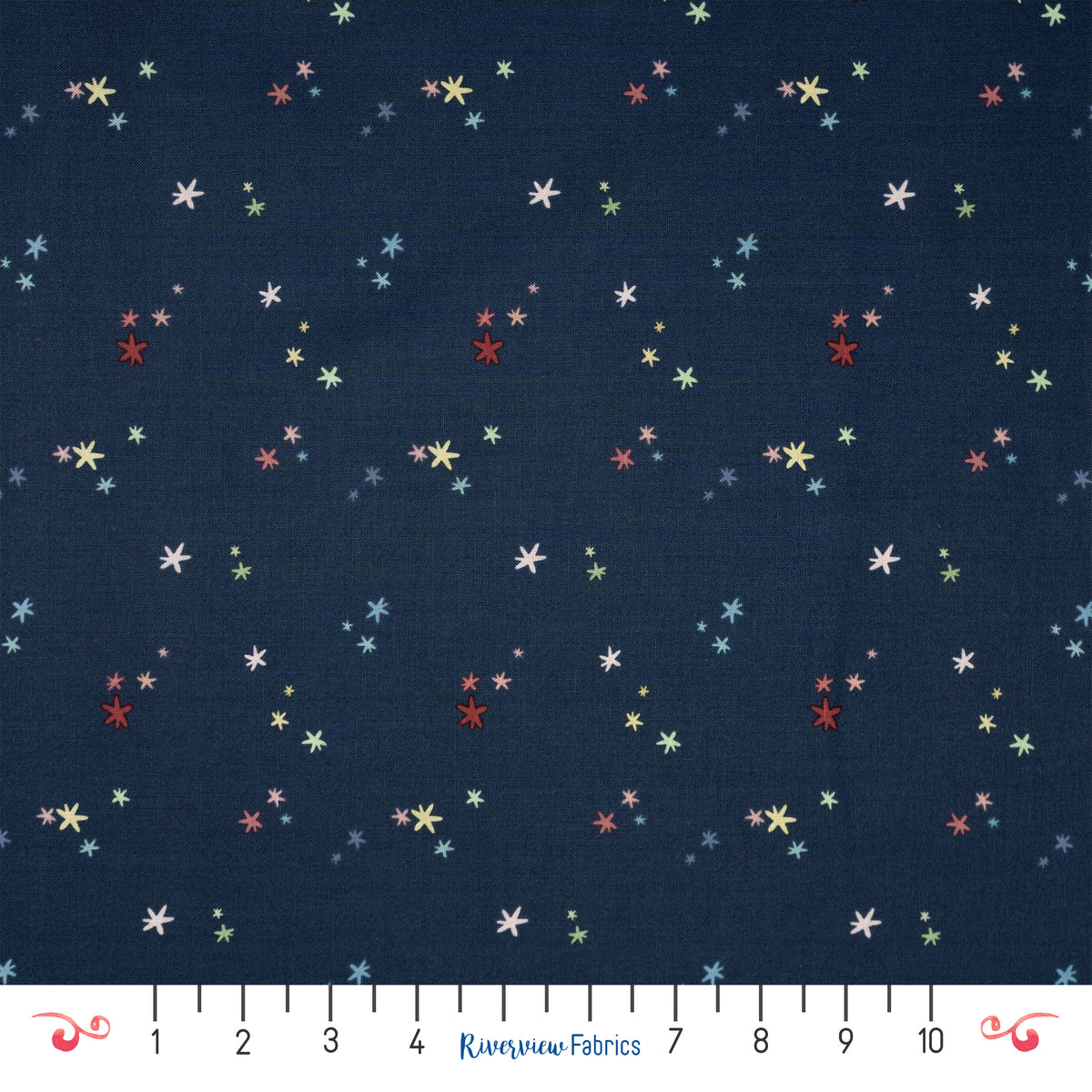 Star Fabric By the Half Yard -  Navy Blue
