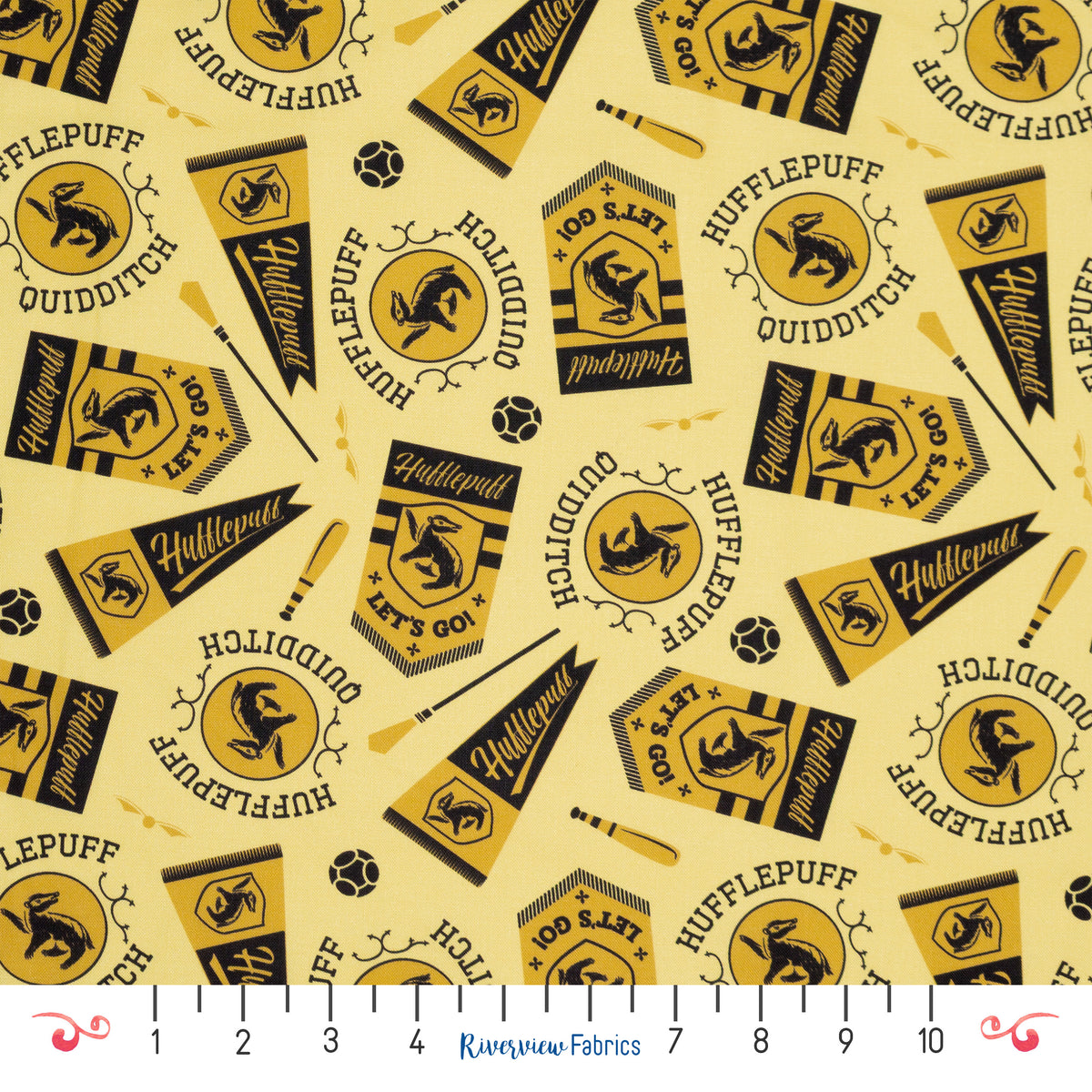 Harry Potter Hufflepuff Banners Fabric by the Half Yard