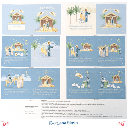 The Nativity Soft Book Quilting Cotton Fabric Panel