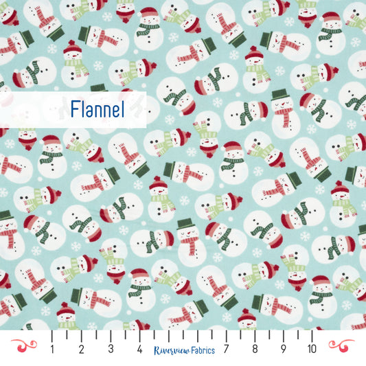 Snowman Flannel By the Half Yard, Blue