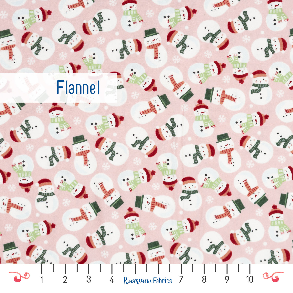 Snowman Flannel By the Half Yard, Pink