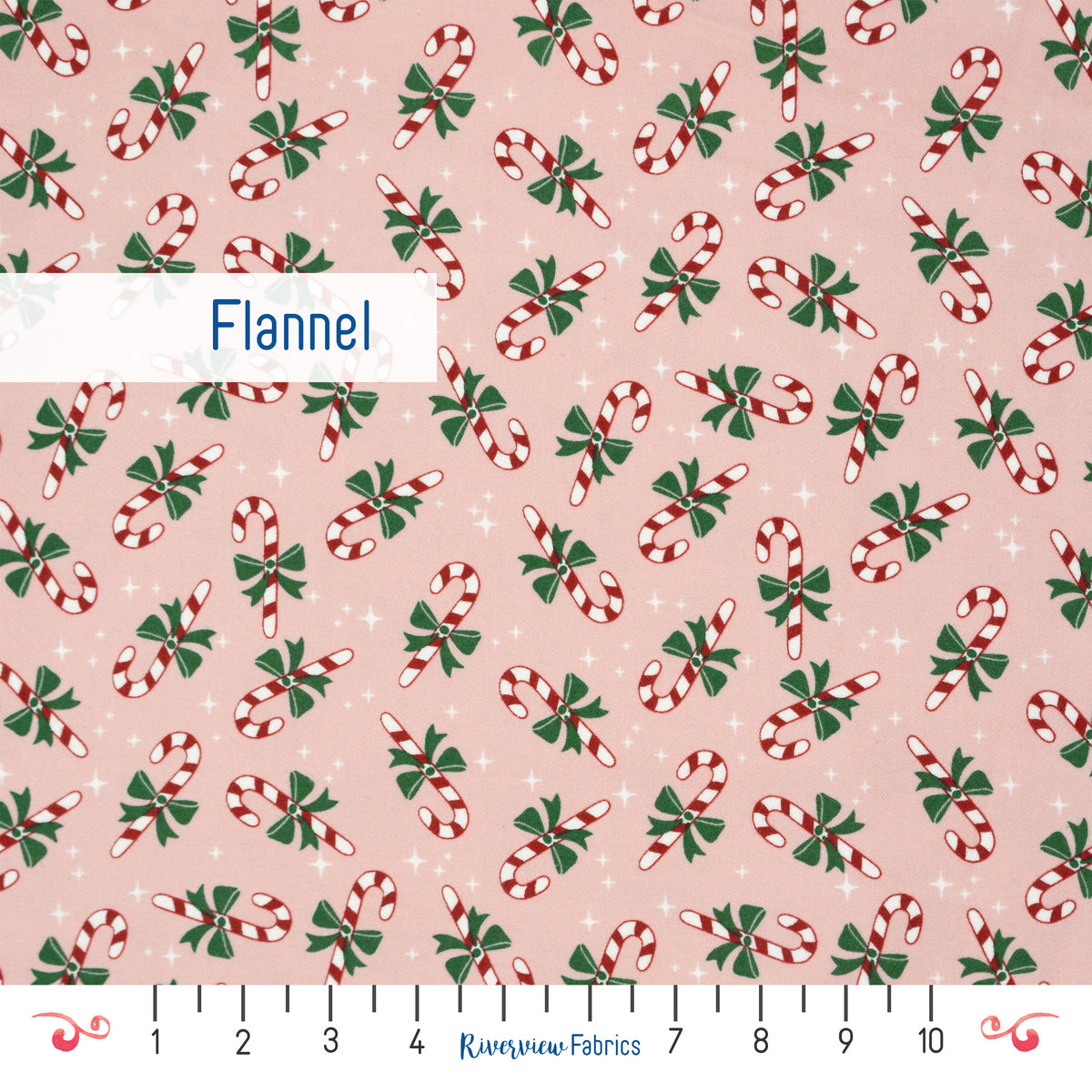 Candy Cane Flannel By the Half Yard, Pink
