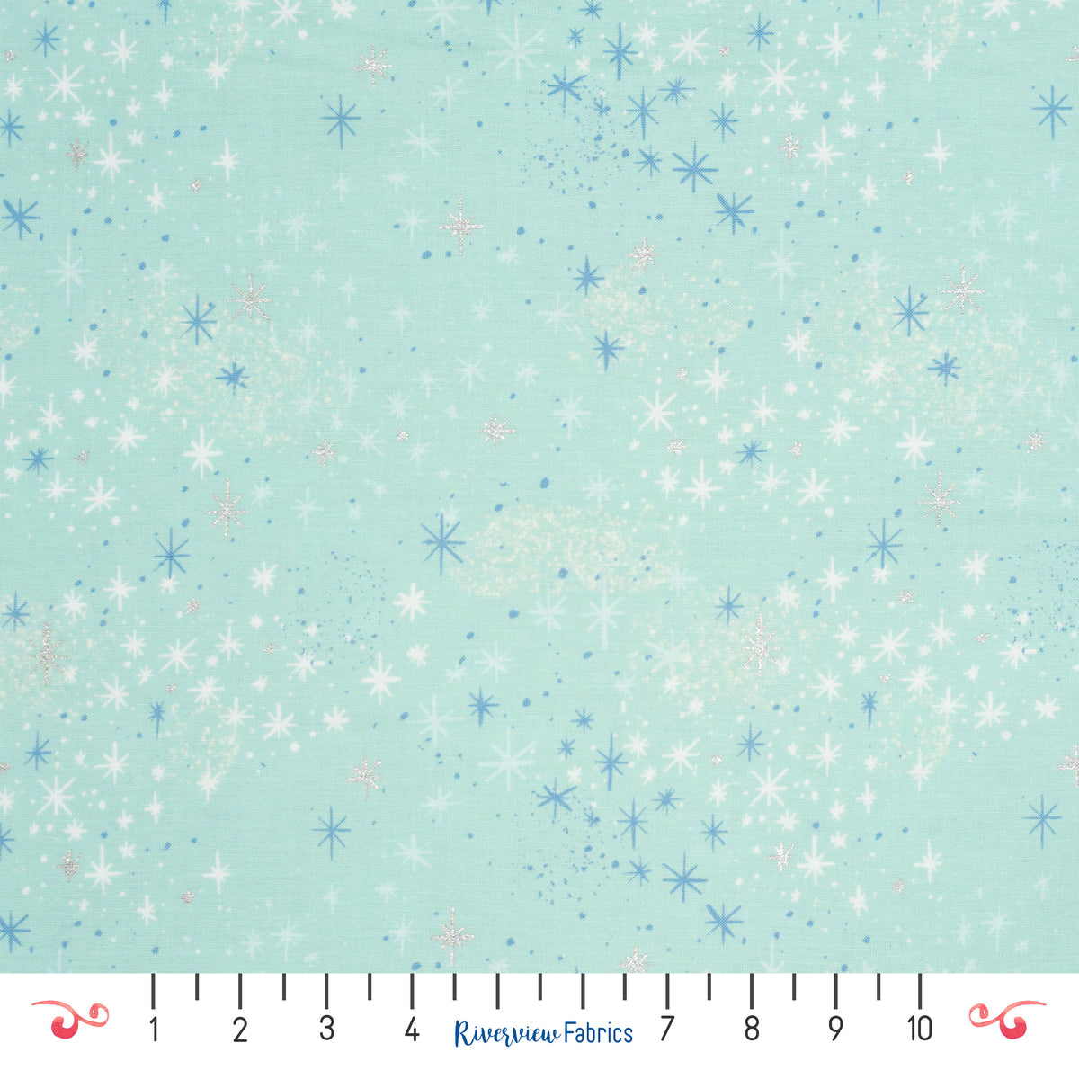 Stars Fabric by the Half Yard - Mint Green
