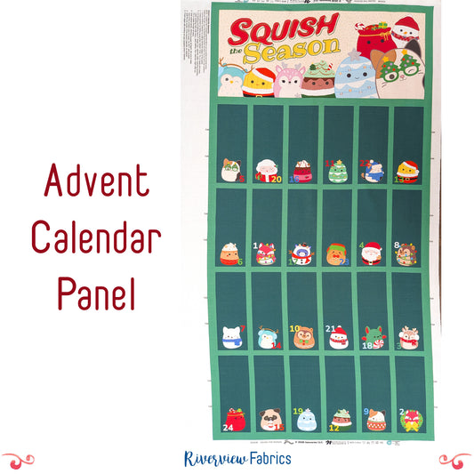 Squishmallows Advent Calendar Quilting Cotton Fabric Panel