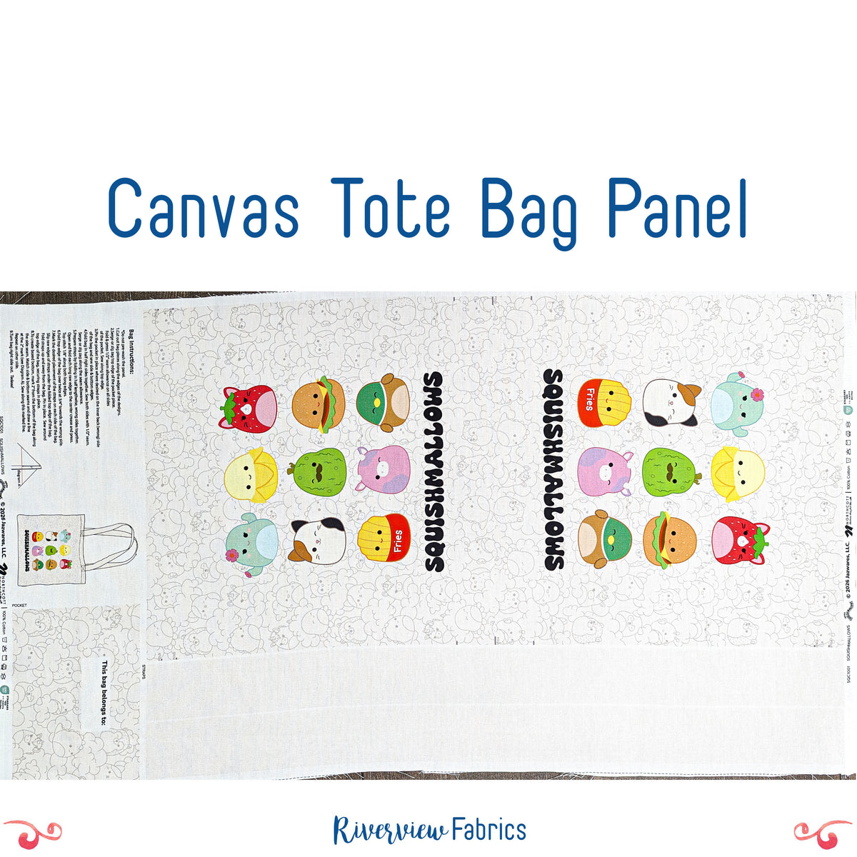 Squishmallows Tote Bag Canvas Fabric Panel