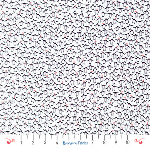 Penguins Quilting Cotton Fabric by the Yard, White, Sleigh It Ain't Snow Collection, Dear Stella