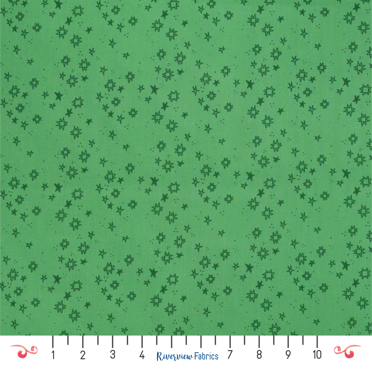 Quilty Stars Fabric By the Yard, Green