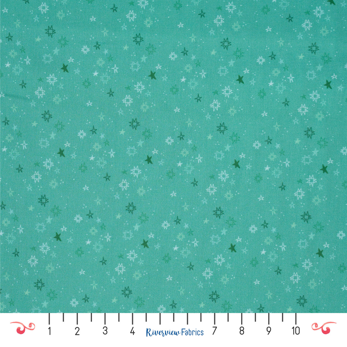Quilty Stars Fabric By the Yard, Teal