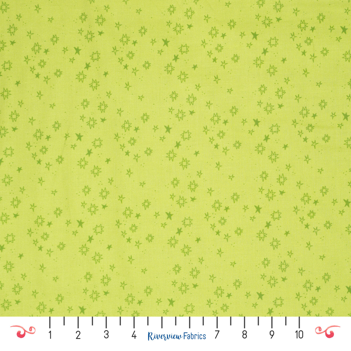 Quilty Stars Fabric By the Yard, Lime Green