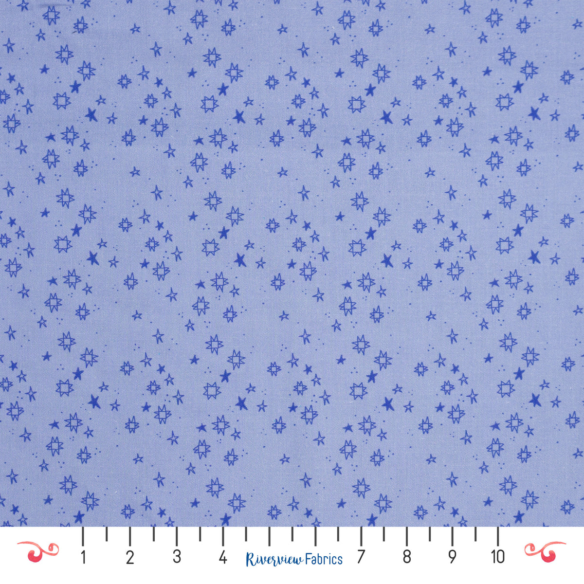 Quilty Stars Fabric By the Yard, Light Blue